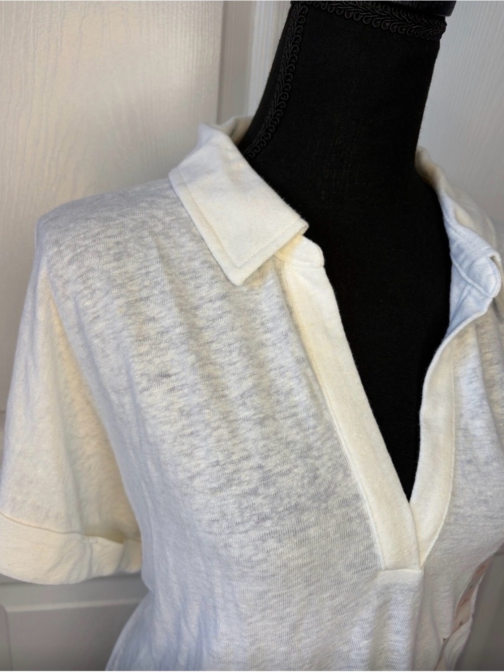 Banana Republic Linen Blend White V-Neck Knit Tunic Top NWT Size XL - Picture 6 of 16